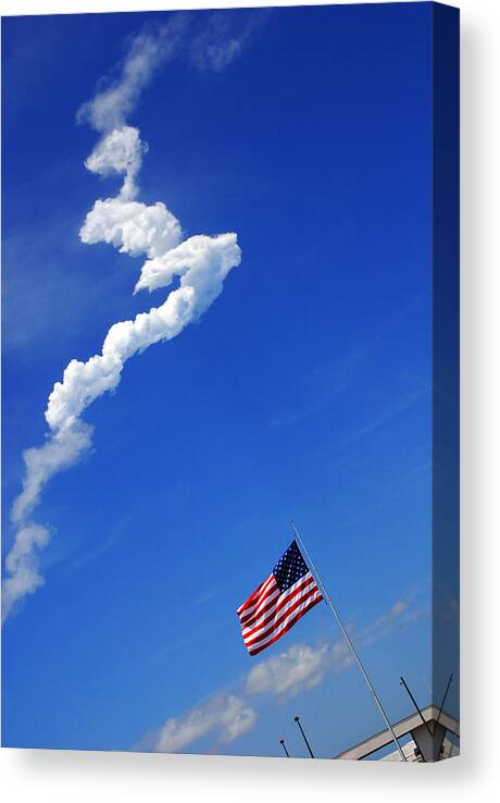 Science Canvas Print featuring the photograph Up up to the sky - The Shuttle is gone by Susanne Van Hulst