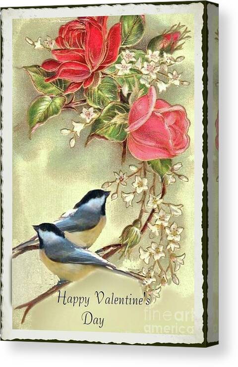 Valentine Day Canvas Print featuring the photograph Valentine Day Vintage Postcard by Janette Boyd