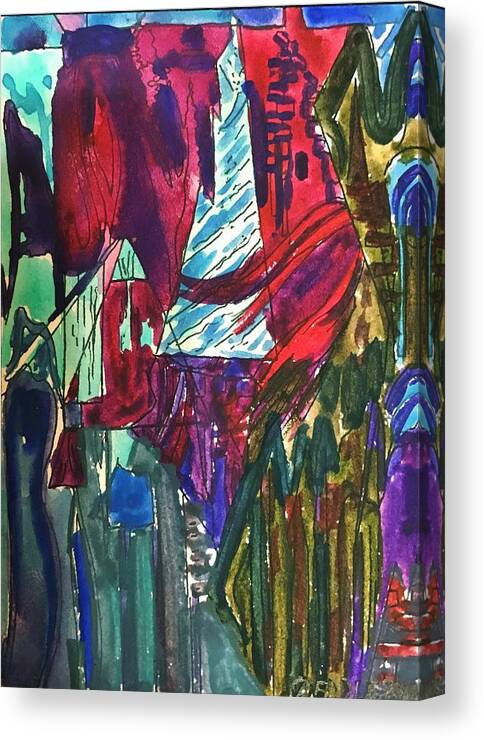 Abstract Canvas Print featuring the painting Valentine's Day by Angela Weddle