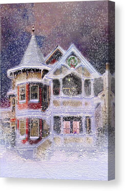 House Canvas Print featuring the digital art Victorian Christmas by Steve Karol