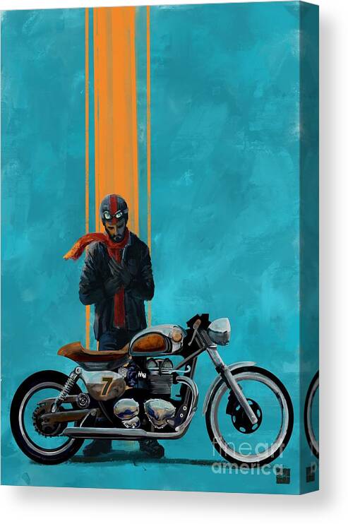 Cafe Racer Canvas Print featuring the painting Vintage Cafe racer by Sassan Filsoof