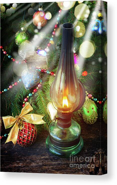Lantern Canvas Print featuring the photograph Vintage Christmas Lantern by Anastasy Yarmolovich