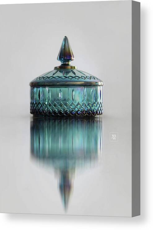 Glass Canvas Print featuring the photograph Vintage Glass Candy Jar by Yvonne Wright