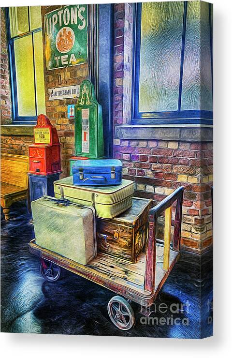 Vintage Canvas Print featuring the painting Vintage Luggage by Ian Mitchell