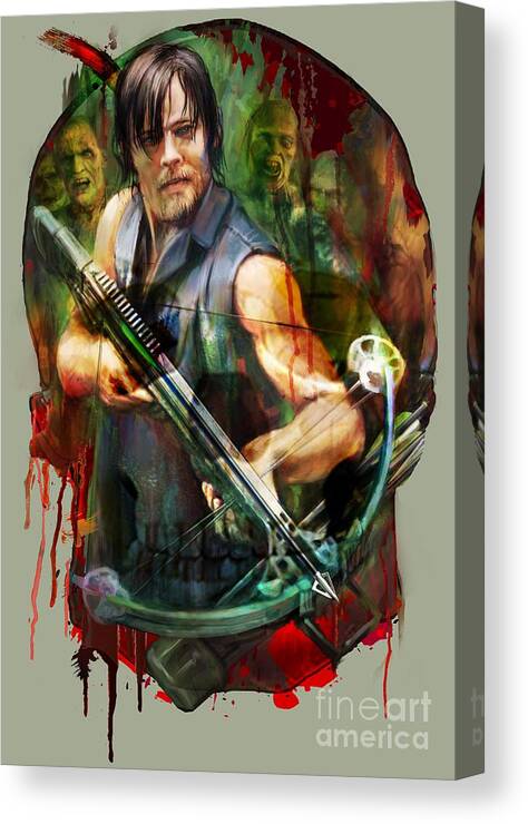 Wall Art Canvas Print featuring the painting Walking Dead Mask by Robert Corsetti