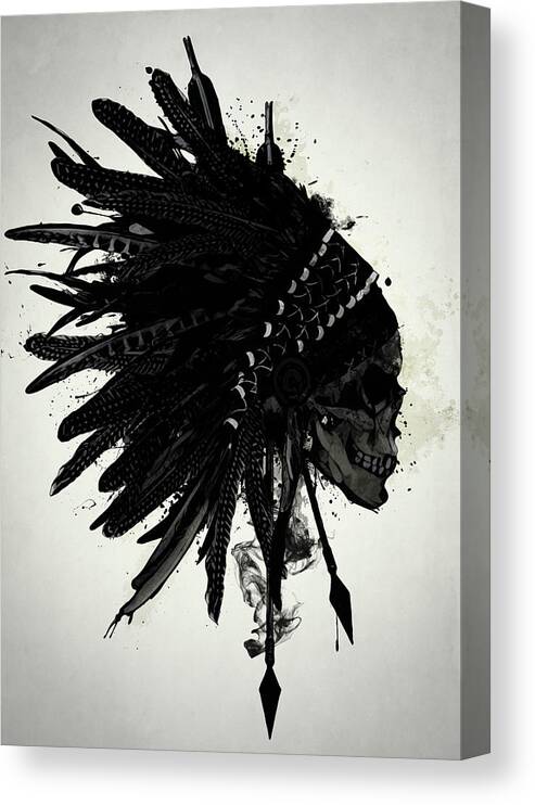 Indian Canvas Print featuring the digital art Warbonnet Skull by Nicklas Gustafsson