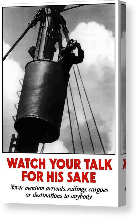 Sailor Canvas Print featuring the painting Watch Your Talk For His Sake by War Is Hell Store