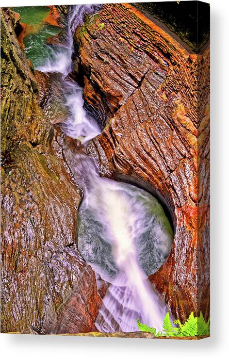 Watkins Glen State Park Canvas Print featuring the photograph Watkins Glen - Rainbow Falls 005 by George Bostian