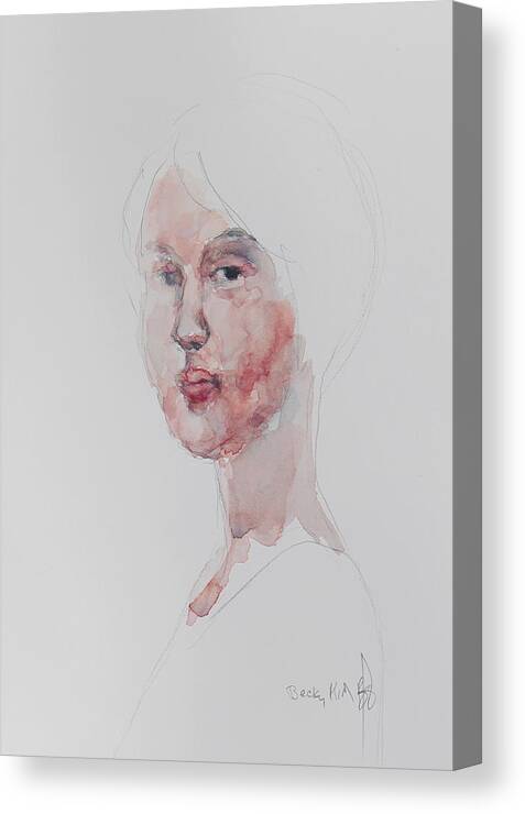 Watercolor Canvas Print featuring the painting WC Mini Portrait 1       by Becky Kim