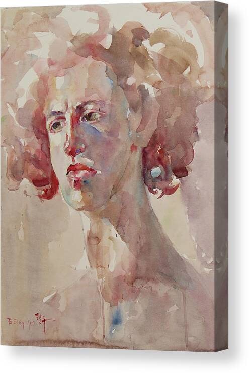 Watercolor Canvas Print featuring the painting WC POrtrait 1621 by Becky Kim