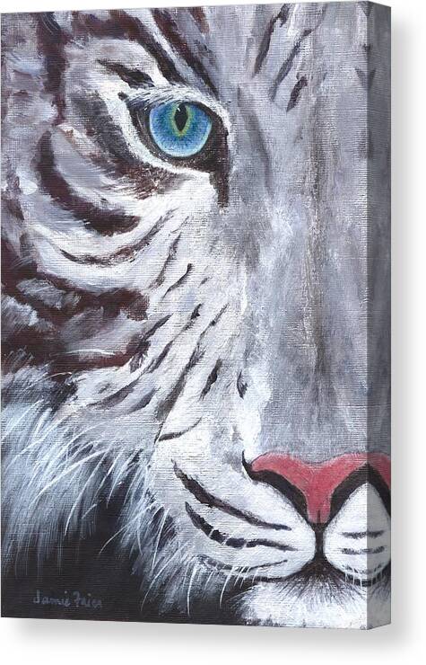Tiger Canvas Print featuring the painting White Cat by Jamie Frier