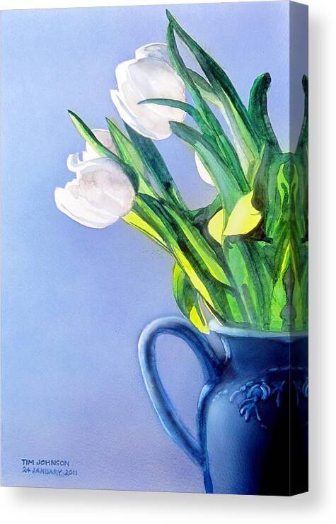 Tulips Canvas Print featuring the painting White Flowers by Tim Johnson