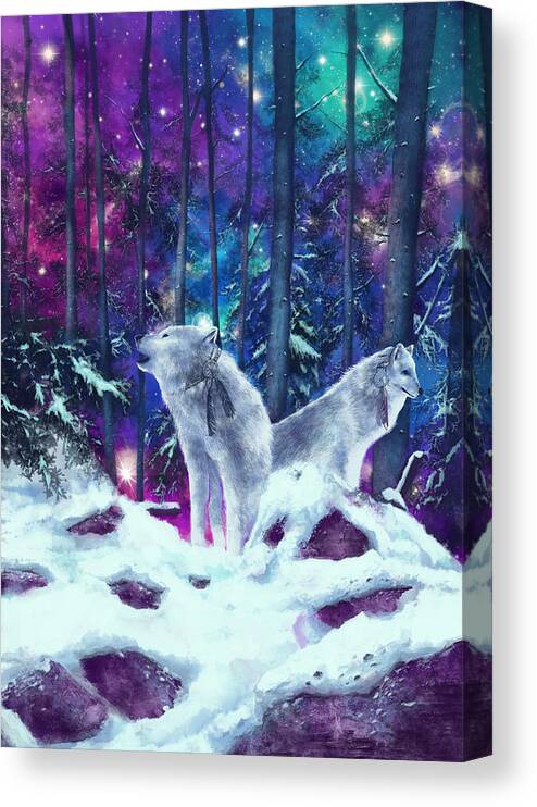Wolf Canvas Print featuring the painting White Wolves by Bekim M
