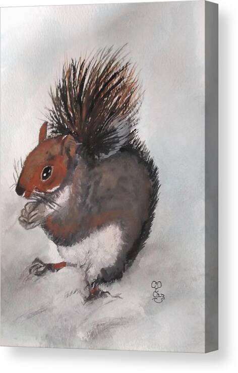 Squirrel Canvas Print featuring the painting Who's had me nuts by Carole Robins