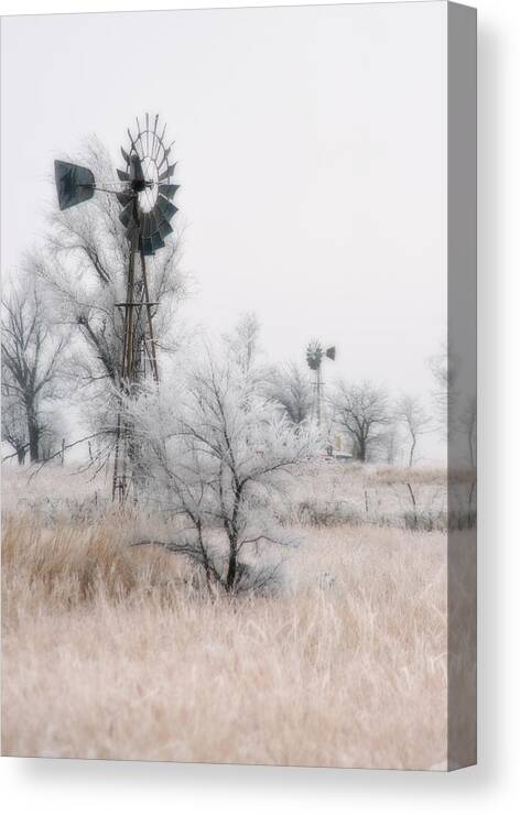 Kansas Canvas Print featuring the photograph Windmill Antithesis by Fred Lassmann