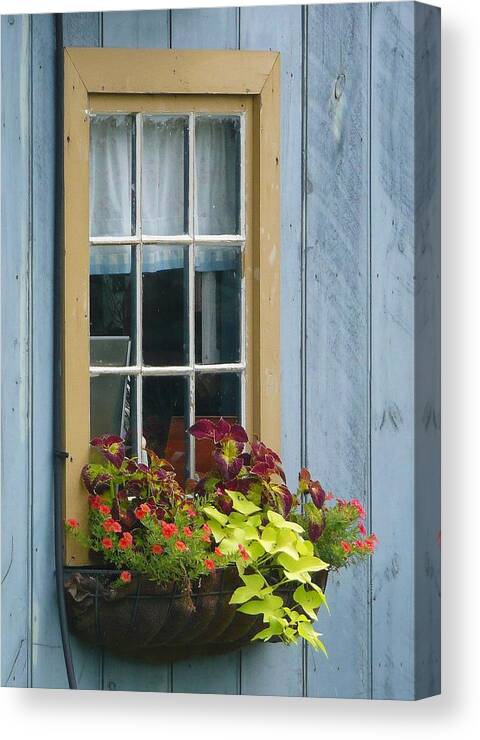 Flowers Canvas Print featuring the photograph Window Flower Basket by Lori Seaman