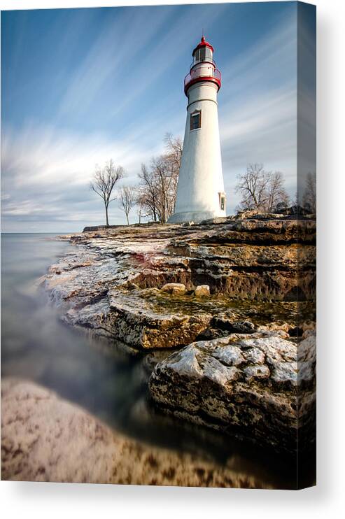 Marblehead Lighthouse Canvas Print featuring the photograph Windy Afternoon at Marblehead Lighthouse by Matt Hammerstein