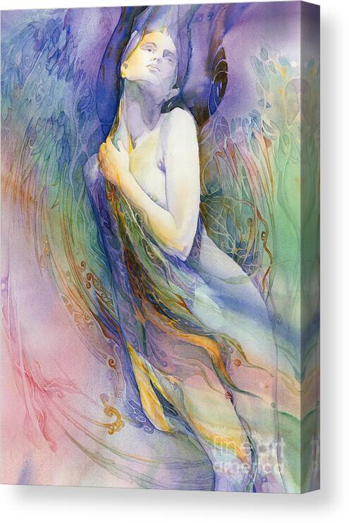 Divine Feminine Canvas Print featuring the painting Winged Flight by Helena Nelson - Reed