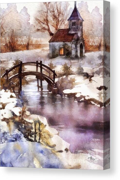 Winter Shelter Canvas Print featuring the painting Winter Shelter by Mo T