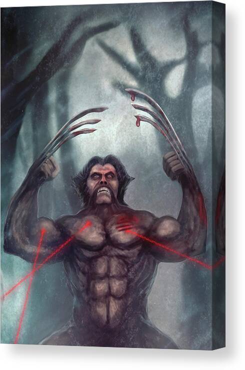 Wolfman Canvas Print featuring the digital art Wolverine A Wolf by Zak Kz