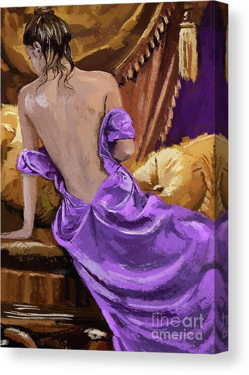 Woman In A Purple Dress Canvas Print featuring the painting Woman In A Purple Dress by Tim Gilliland