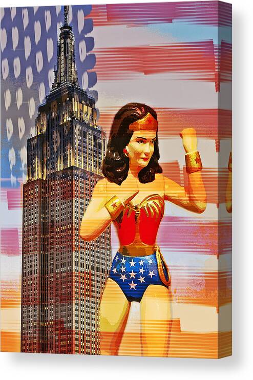 Wonder Woman Canvas Print featuring the photograph Wonder Woman Defender Of Freedom by Aurelio Zucco