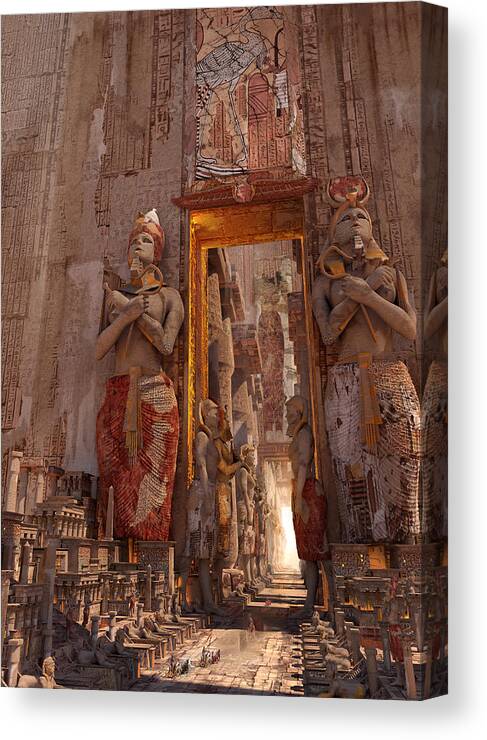 Landscape Canvas Print featuring the digital art Wonders Door To The Luxor by Te Hu
