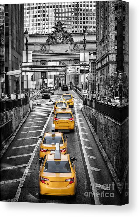 White Canvas Print featuring the photograph Yellow Cabs of New York by Stuart Monk
