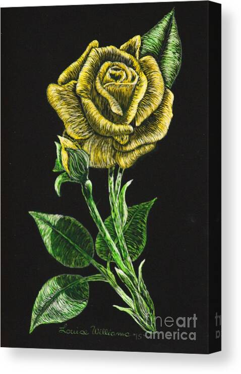 Clayboard Canvas Print featuring the relief Yellow Rose of Carolina by Louise Williams
