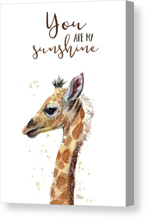 You Are My Sunshine Canvas Print featuring the painting You Are My Sunshine Giraffe by Olga Shvartsur