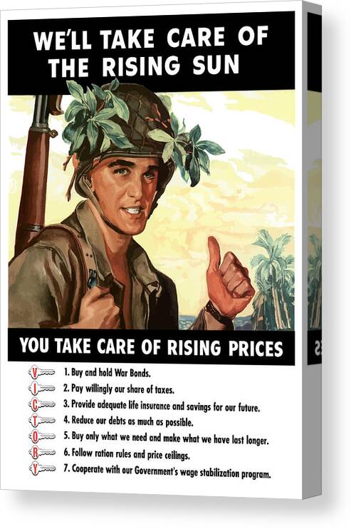 Soldier Canvas Print featuring the painting You Take Care Of Rising Prices by War Is Hell Store
