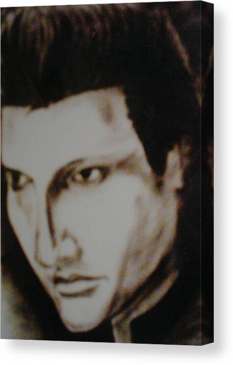 Elvis Canvas Print featuring the drawing Young Elvis by Colin O neill
