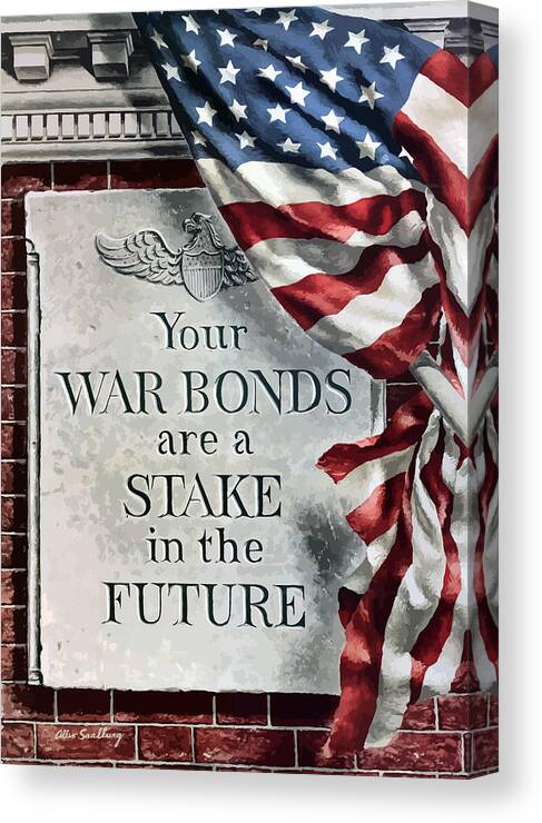American Flag Canvas Print featuring the painting Your War Bonds Are A Stake In The Future by War Is Hell Store