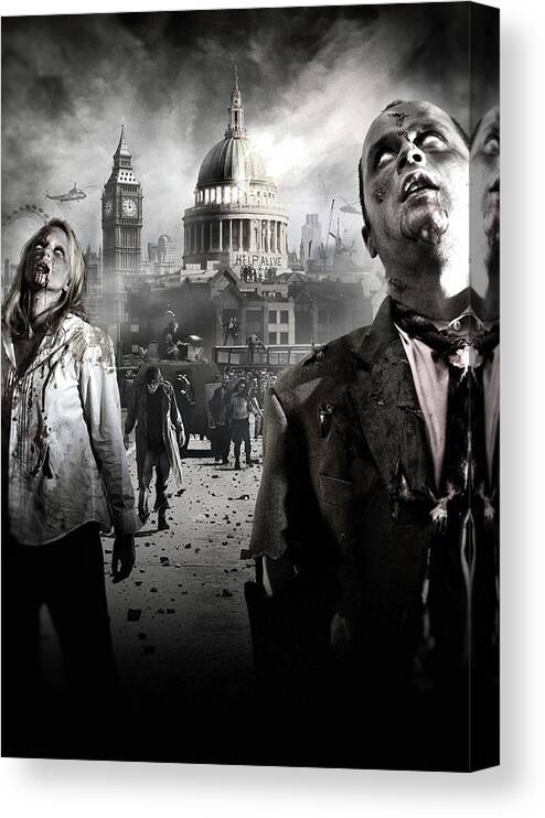 Zombies Canvas Print featuring the digital art Zombies by Joe Roberts