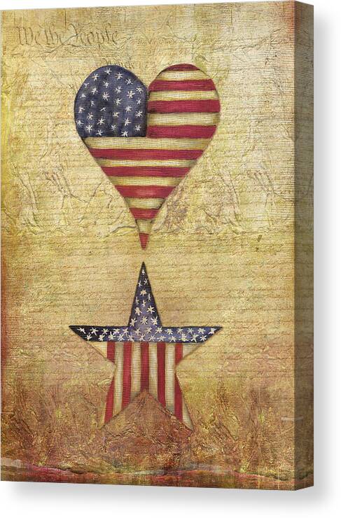 America Canvas Print featuring the mixed media America Stars Flag #1 by Elizabeth Medley