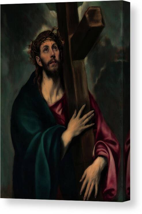 Painting Canvas Print featuring the painting Christ Carrying The Cross #1 by Mountain Dreams