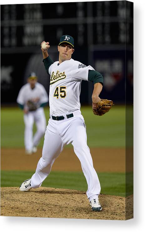Ninth Inning Canvas Print featuring the photograph Cleveland Indians V Oakland Athletics - by Thearon W. Henderson