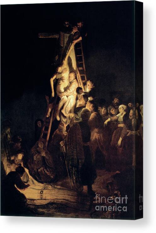 Crowd Of People Canvas Print featuring the drawing Descent From The Cross, 1634. Artist #1 by Print Collector