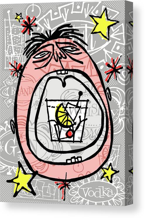 Addiction Canvas Print featuring the drawing Drunk man by CSA Images