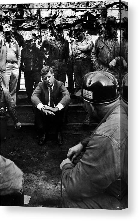 Election Canvas Print featuring the photograph JFK Campaigns #1 by Hank Walker