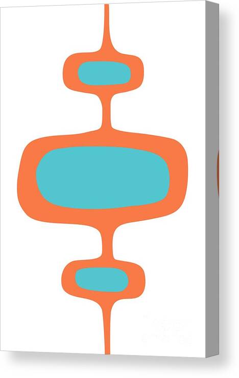 Mid Century Modern Canvas Print featuring the digital art Mod Pod One in Turquoise and Orange by Donna Mibus