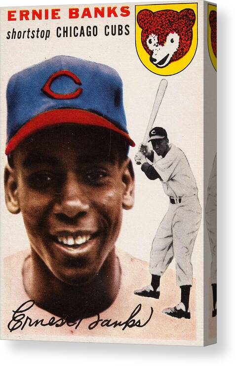 Player Canvas Print featuring the painting 1954 Topps Ernie Banks by Celestial Images