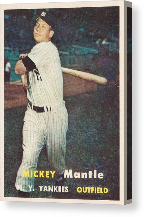 Player Canvas Print featuring the painting 1957 Topps Mickey Mantle by Celestial Images