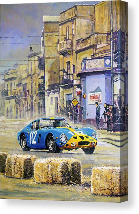 Shevchukart Canvas Print featuring the painting 1964 Targa Florio Ferrari 250 GTO by Yuriy Shevchuk