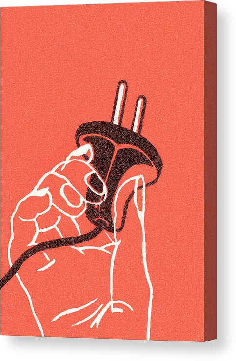Blue Collar Canvas Print featuring the drawing Electric plug #2 by CSA Images