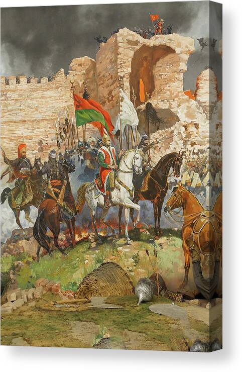 Assault Canvas Print featuring the photograph Final assault and the fall of Constantinople in 1453 #2 by Steve Estvanik