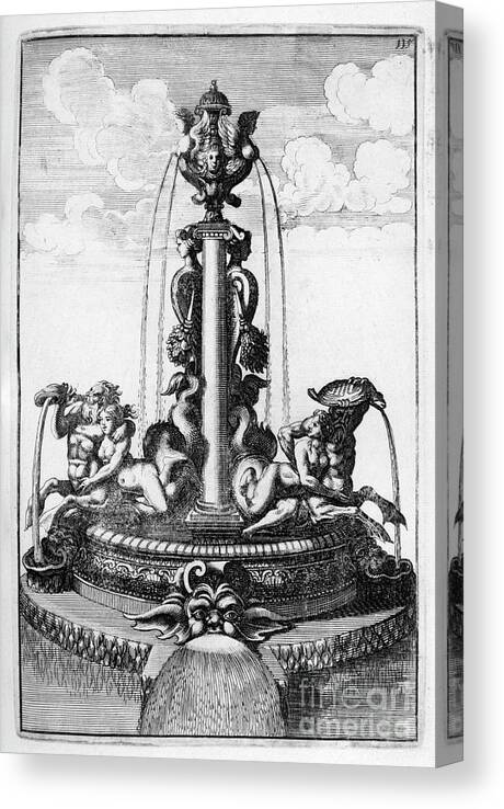Engraving Canvas Print featuring the drawing Fountain Design, 1664. Artist Georg #2 by Print Collector
