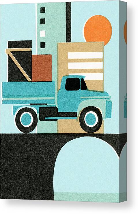 Automotive Canvas Print featuring the drawing Hauling truck by CSA Images