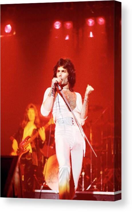 People Canvas Print featuring the photograph Photo Of Freddie Mercury And Queen #2 by Fin Costello