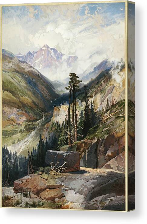 Colorado Canvas Print featuring the painting The Mountain Of The Holy Cross, Colorado by Thomas Moran